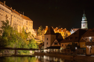 Cesky Krumlov in night, Czech Republic