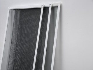 New mosquito window screens on white background