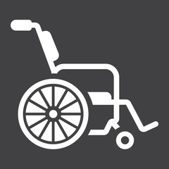 Wheelchair glyph icon, medicine and healthcare, disabled sign vector graphics, a solid pattern on a black background, eps 10.