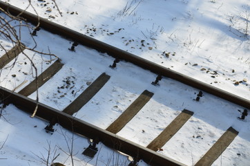 Snowy rails. Taken out in the open.