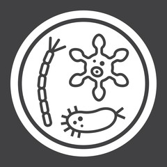 Petri dish of bacteria glyph icon, medicine and healthcare, microbiology sign vector graphics, a solid pattern on a black background, eps 10.