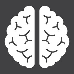 Brain glyph icon, medicine and healthcare, human organ sign vector graphics, a solid pattern on a black background, eps 10.