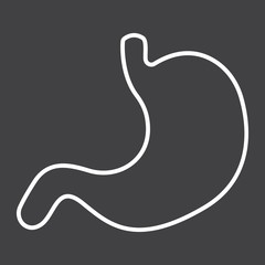 Stomach line icon, medicine and healthcare, human organ sign vector graphics, a linear pattern on a black background, eps 10.