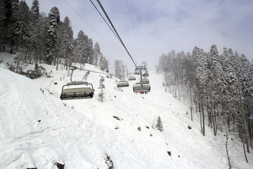 Ski lift close, Sochi, ski resort