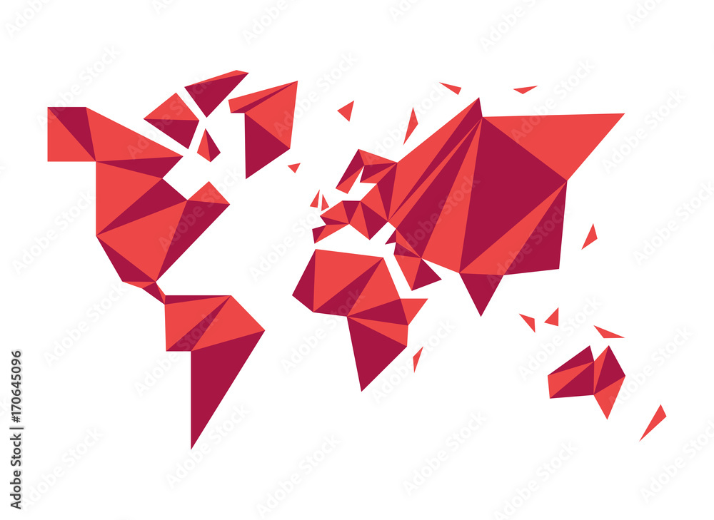 Aufkleber abstract low poly world map modern concept shape