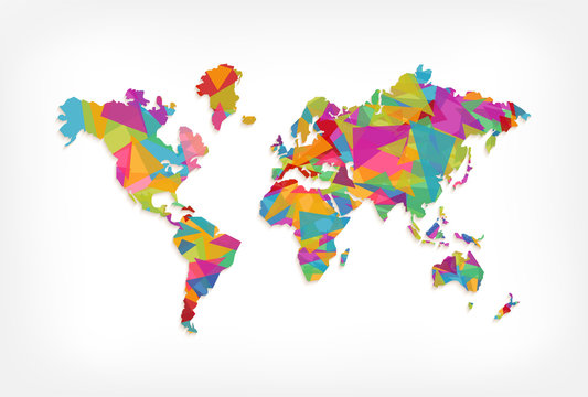 Colorful triangle world map concept illustration