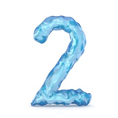 Ice font number 2 TWO 3D