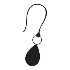 Isolated silhouette of a singular earring, Vector illustration