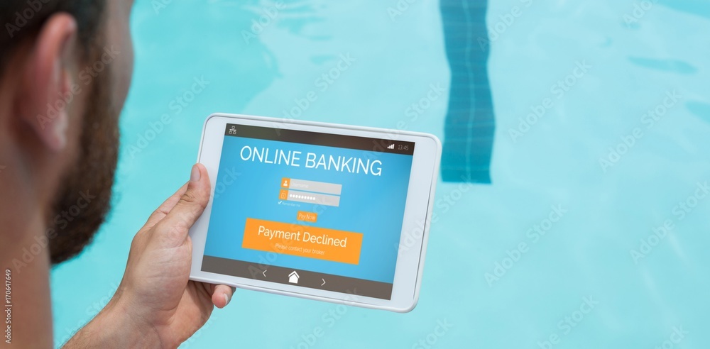 Aufkleber composite image of online banking text on phone display