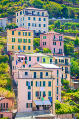 Beautiful architecture of Manrola village. Manarola is one of the most popular old village in Cinque Terre, taly