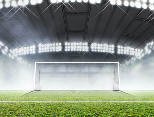 Fototapeta na wymiar Sports Stadium And Soccer Goals