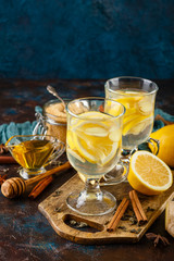 Cup of ginger tea with honey and lemon