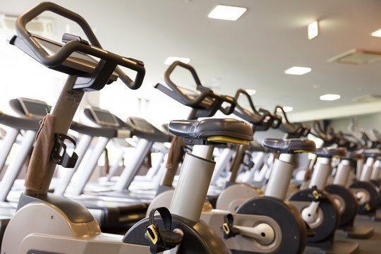 exercise bike in sports gym