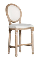Grey textile classic bar kitchen chair isolated on white background
