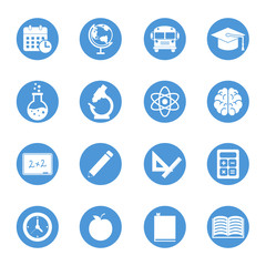 School and education circular icons set