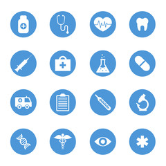Healthcare and medicine circular icons set