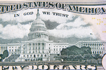 U.S. fifty dollars banknote detail