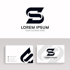 Clean S letter logo icon sign with business card. - obrazy, fototapety, plakaty