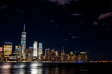 Manhattan skyline from New Jersey at night