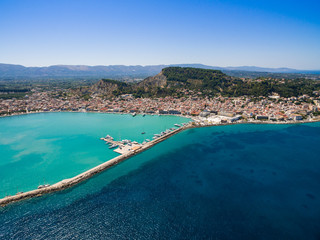 Aerial  view of Zakynthos city in  Zante island, in Greece