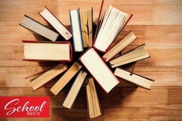 Composite image of back to school text over white background