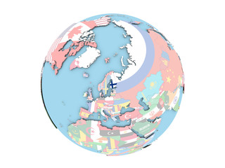 Finland on globe isolated