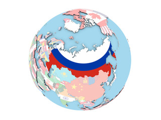 Russia on globe isolated