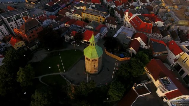 Aerial view of the Valberg tower in Stavanger, Norway