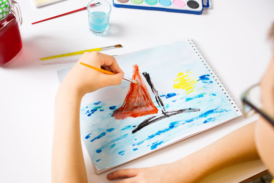 Boy Making A Painting First Person View