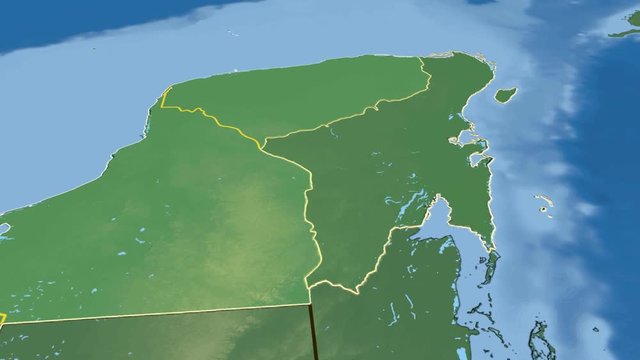 Quintana Roo - Mexico, region extruded. Bumps shaded