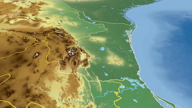 Tamaulipas - Mexico, region extruded. Bumps shaded