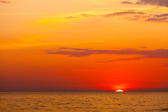 Idyllic shot of sunset by the sea