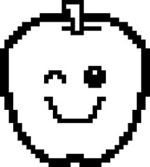 Fototapeta premium Winking 8-Bit Cartoon Apple