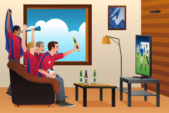 Soccer Fans Watching TV