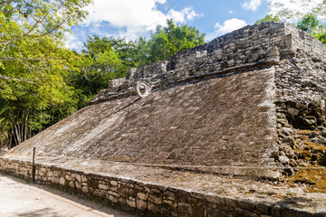 Ball court at the ruins of the Mayan city Coba, Mexico