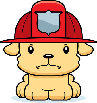 Cartoon Angry Firefighter Puppy