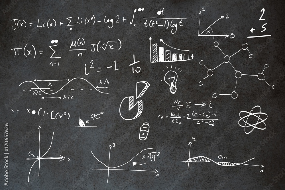 Poster composite image of diagrams with formulas