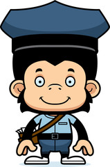 Cartoon Smiling Mail Carrier Chimpanzee
