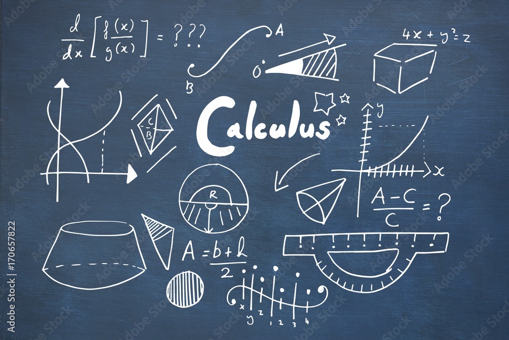 Fototapete composite image of calculus text with geometric shapes