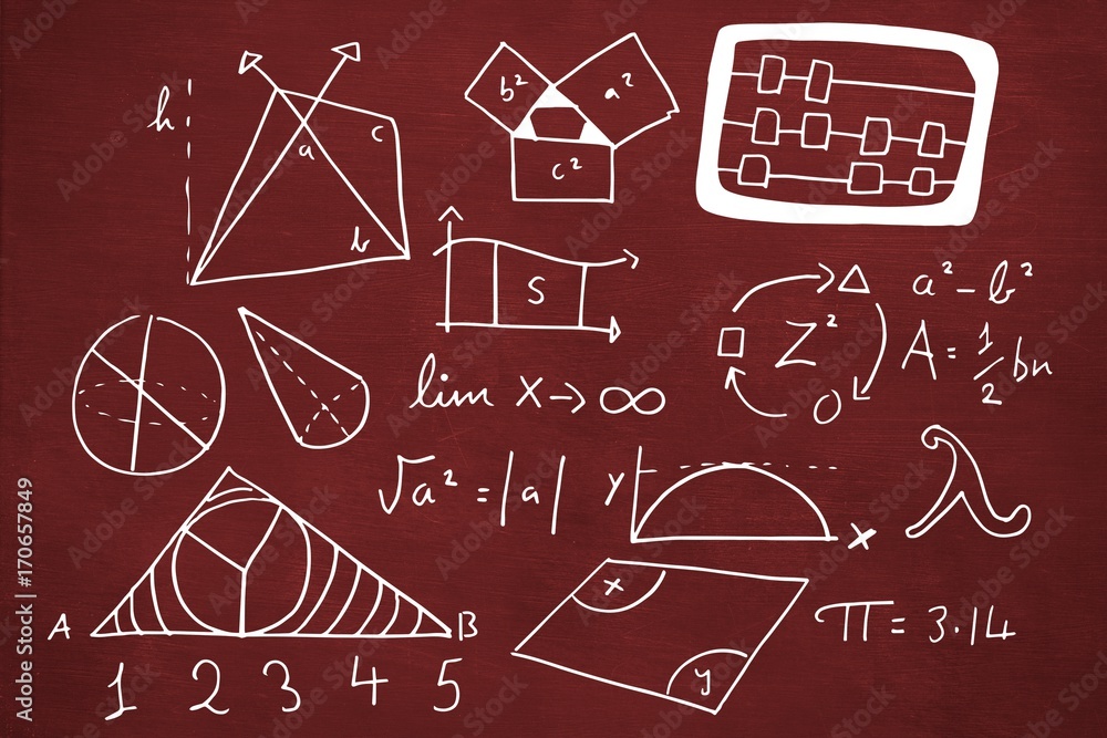 Poster composite image of geometric shapes with abacus