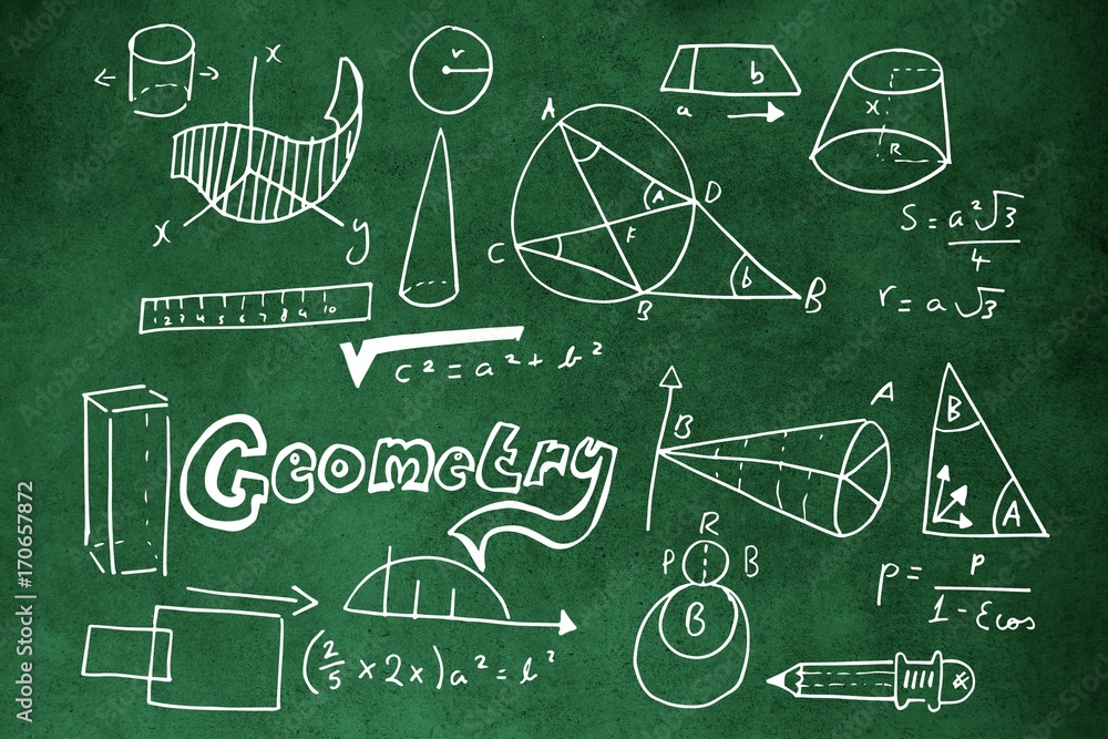 Poster composite image of text with geometric shapes