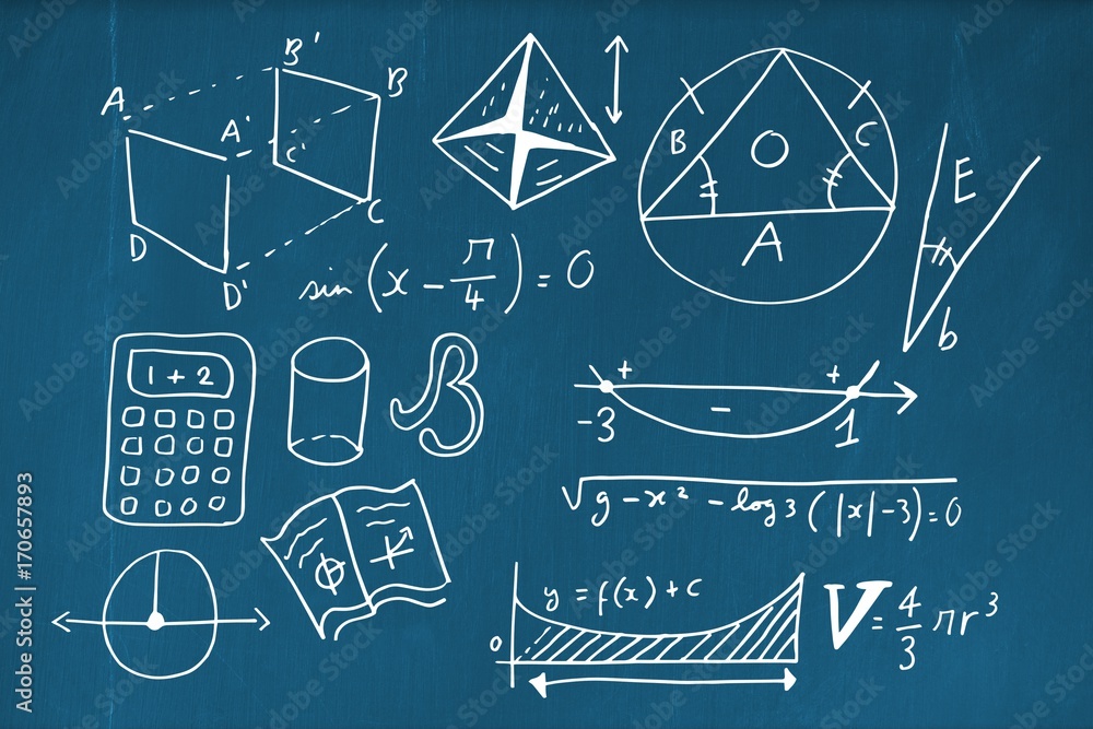 Aufkleber composite image of geometric shapes with calculator