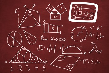 Composite image of geometric shapes with abacus