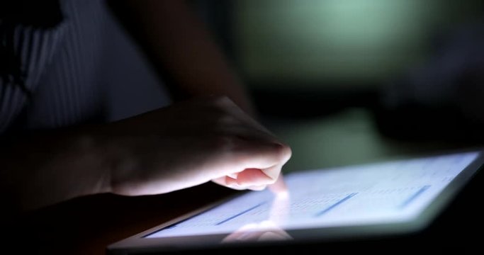 Using tablet computer at night