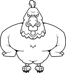 Cartoon Muscular Rooster