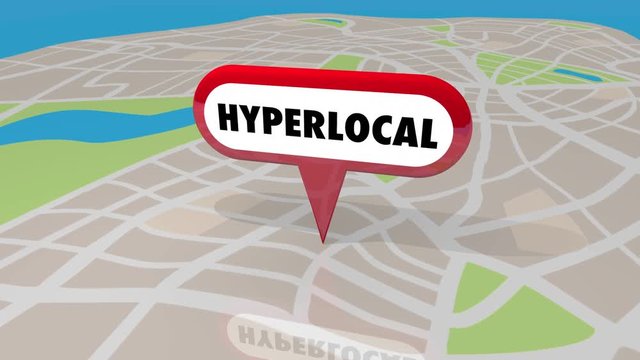 Hyperlocal Location Community Map Pin Word 3d Animation