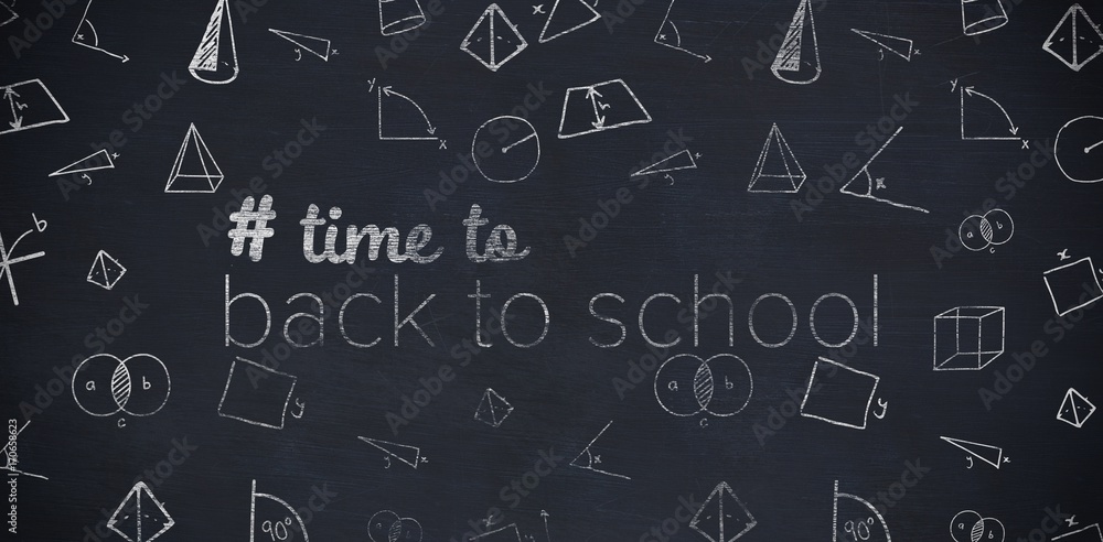 Poster composite image of back to school text with hashtag