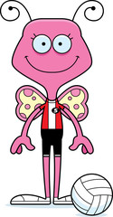 Cartoon Smiling Volleyball Player Butterfly