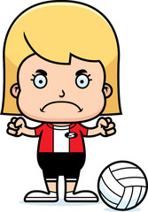 Cartoon Angry Volleyball Player Girl