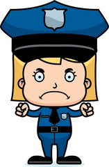 Cartoon Angry Police Officer Girl
